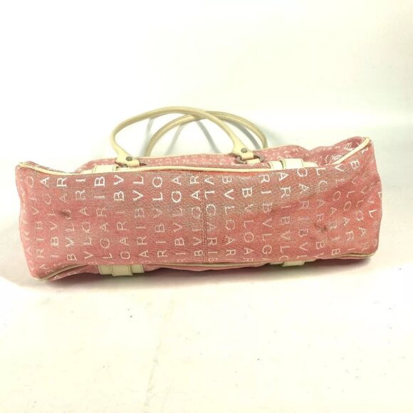 BVLGARI Logo mania Vertical Tote Bag Shoulder Bag Leather/Canvas pink/White - Picture 11 of 15